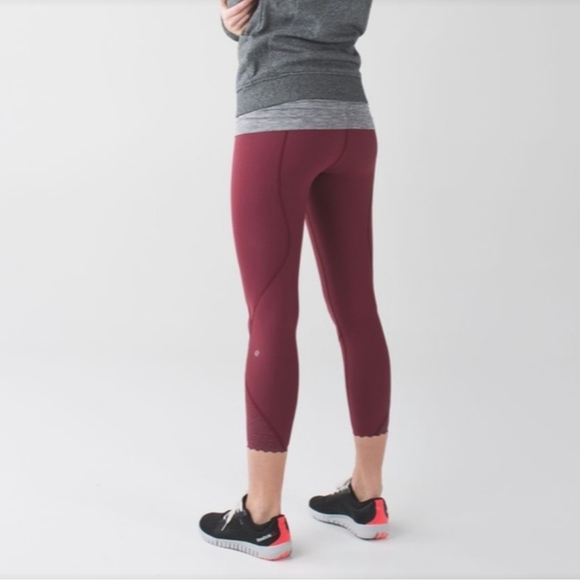 lululemon athletica Pants - Lululemon tight stuff ll maroon reflective crop